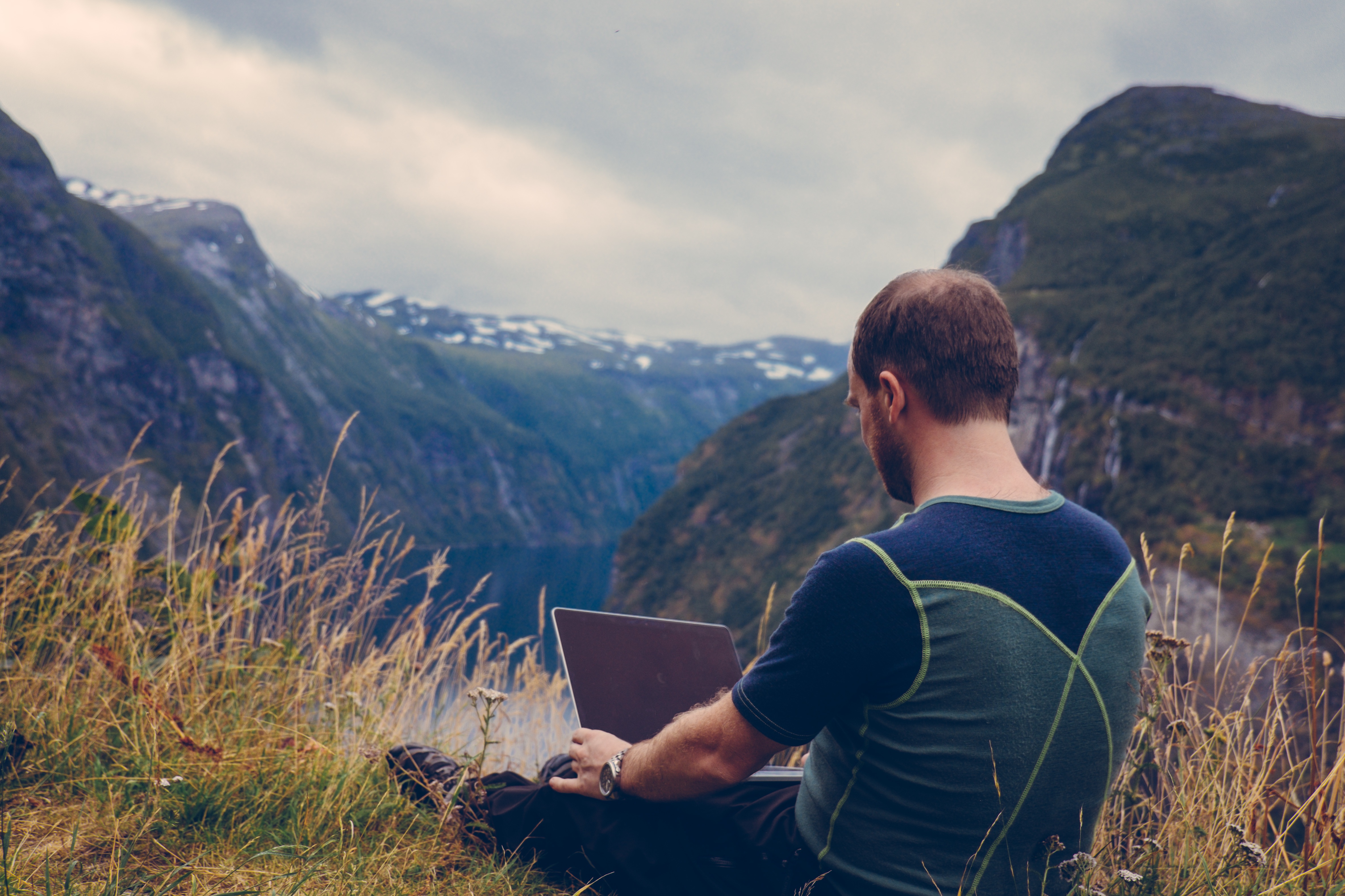 A remote employee working