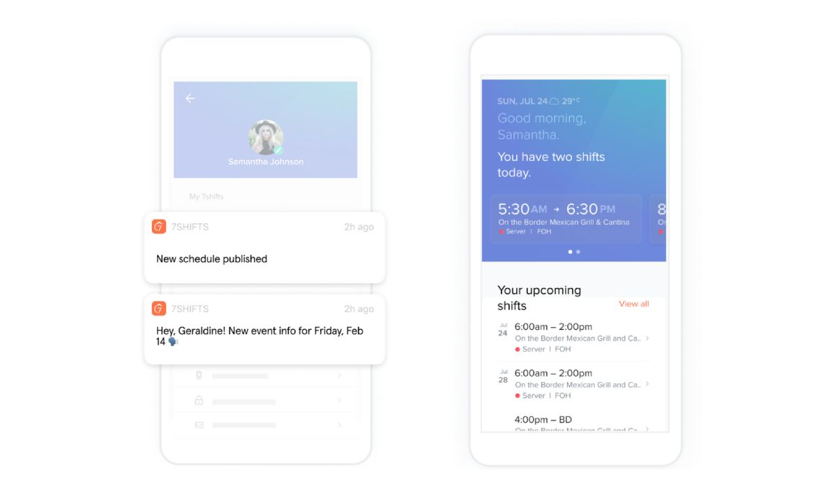 7shifts mobile app notifications for a new schedule