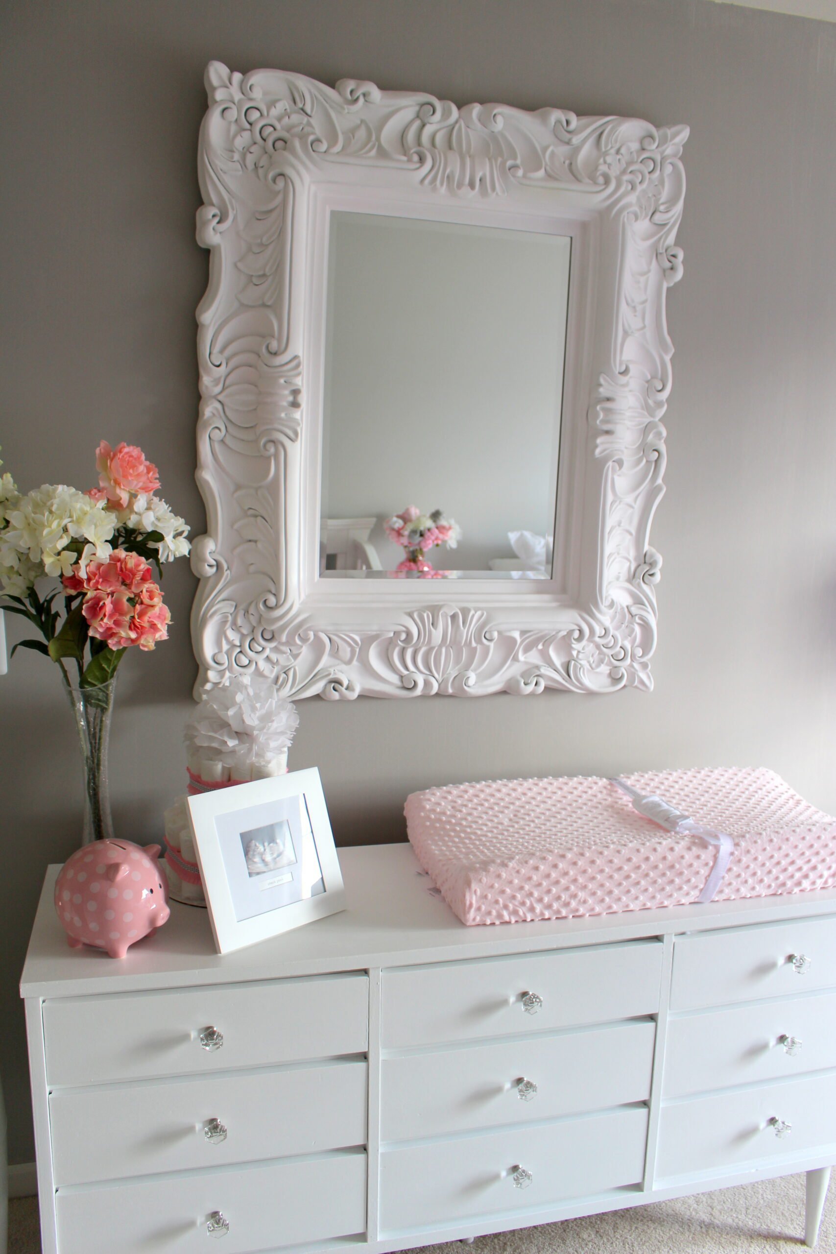 Vintage Mirror & Repainted Dresser