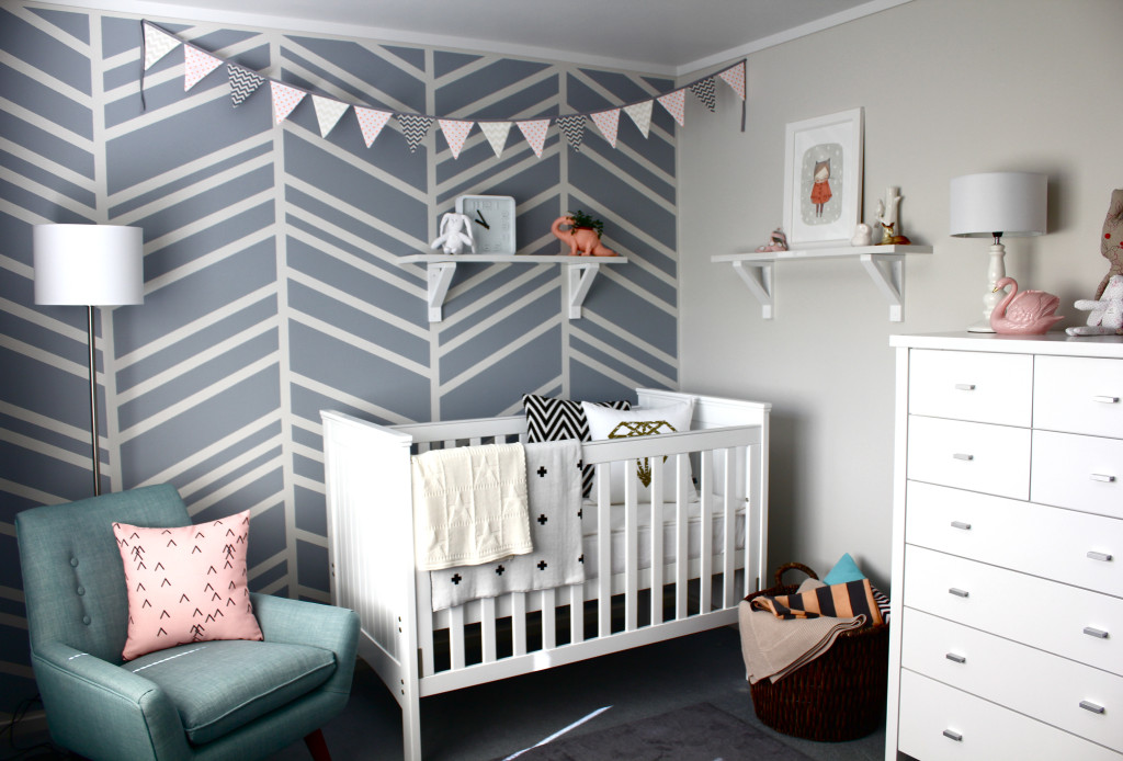 Nursery with DIY Herringbone Feature Wall Nursery with DIY Herringbone Feature Wall - Project Nursery