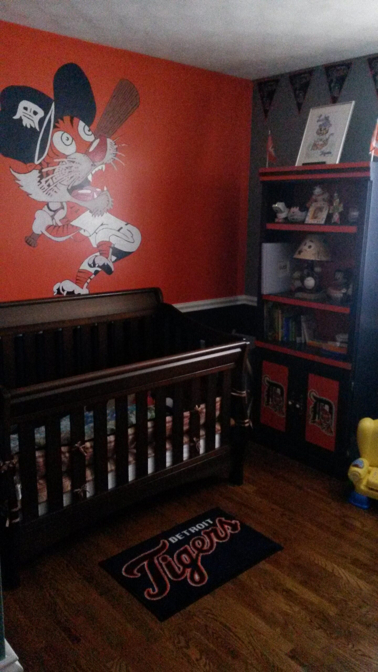 Refinished Bookcase with Detroit Tigers Colors