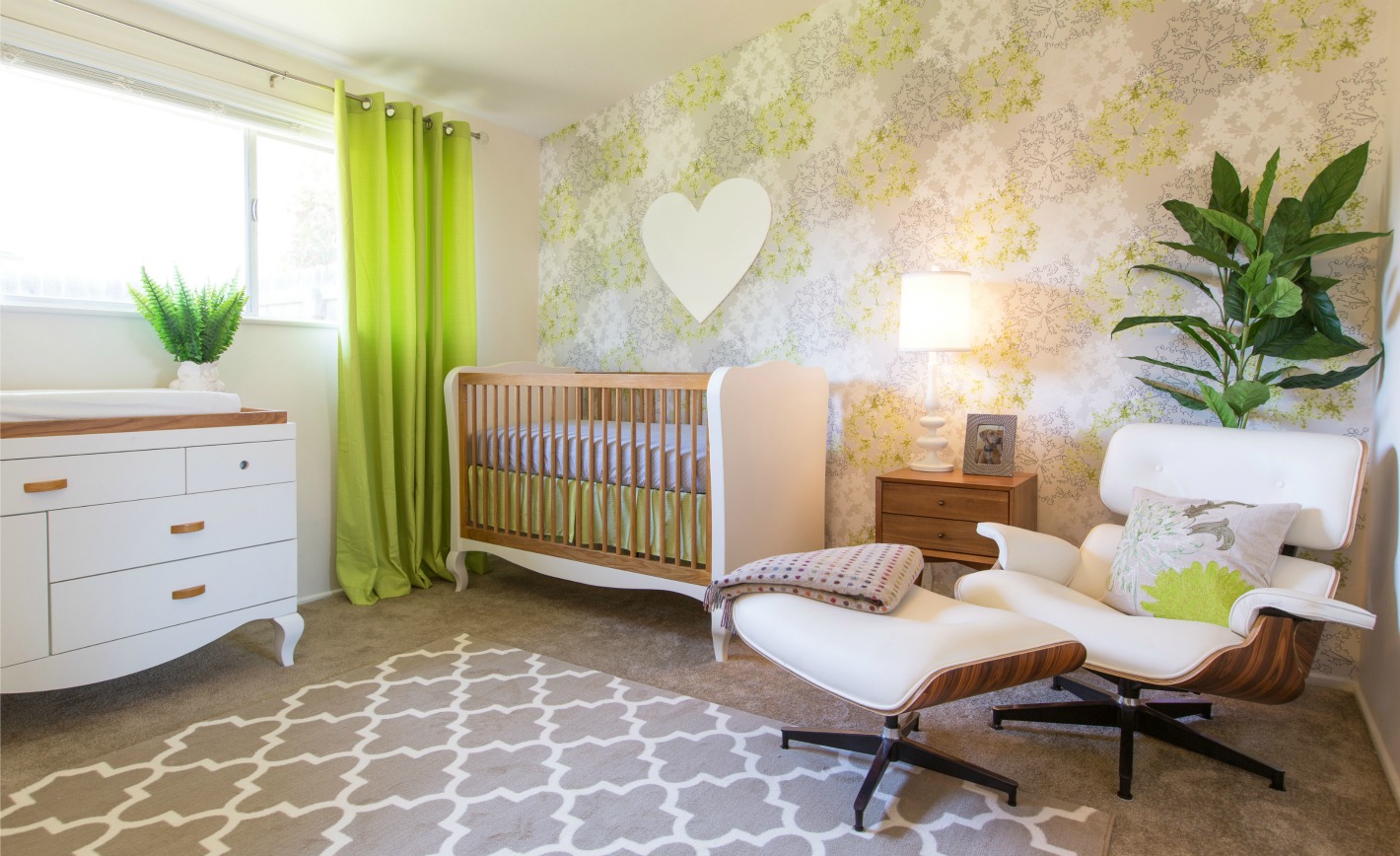 Mid-Century Modern Nursery with Plants