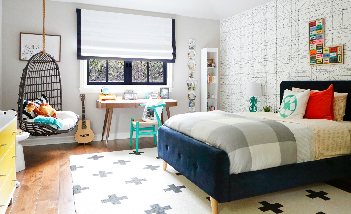 Modern Eclectic Big Boy Room with Whimsical Accent Decor