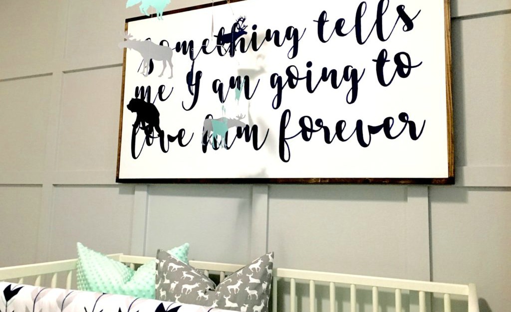 Mint and Gray Woodland Nursery Modern Nursery with Custom Feature Wall - Project Nursery