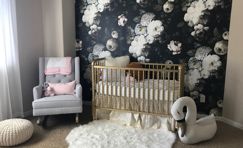 Dark Floral Swan Nursery