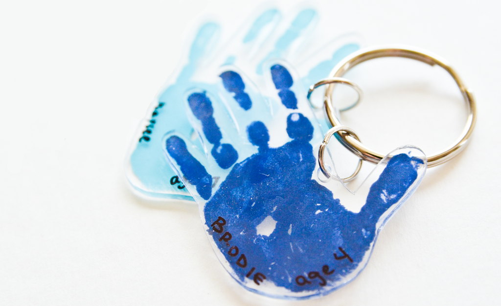 Shrink Dink Hand Print Key Chain