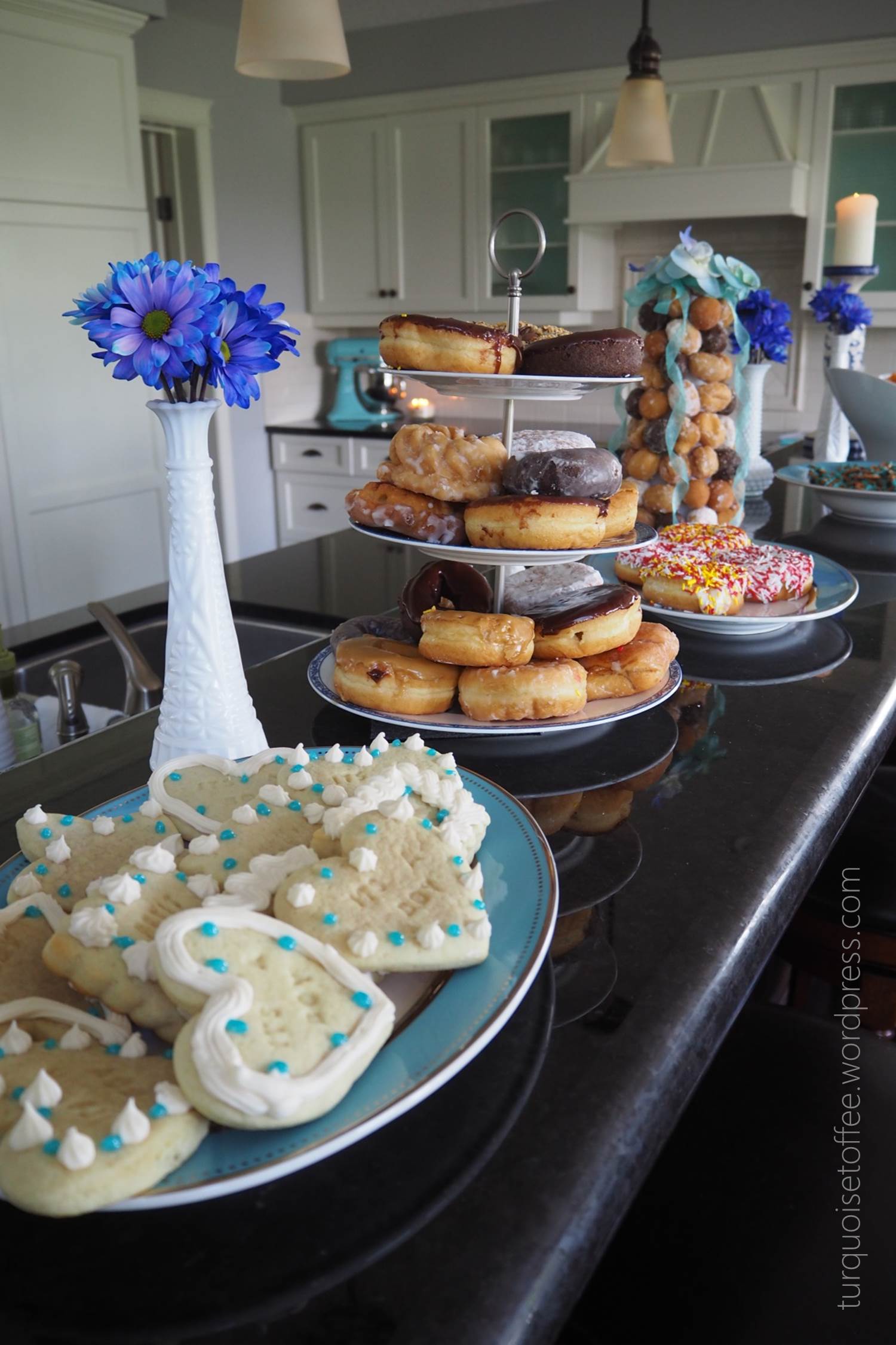 Turquoise Baby Sprinkle dessert table