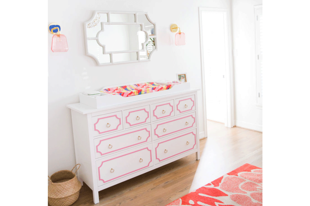 HEMNES Dresser with Hot Pink Overlays