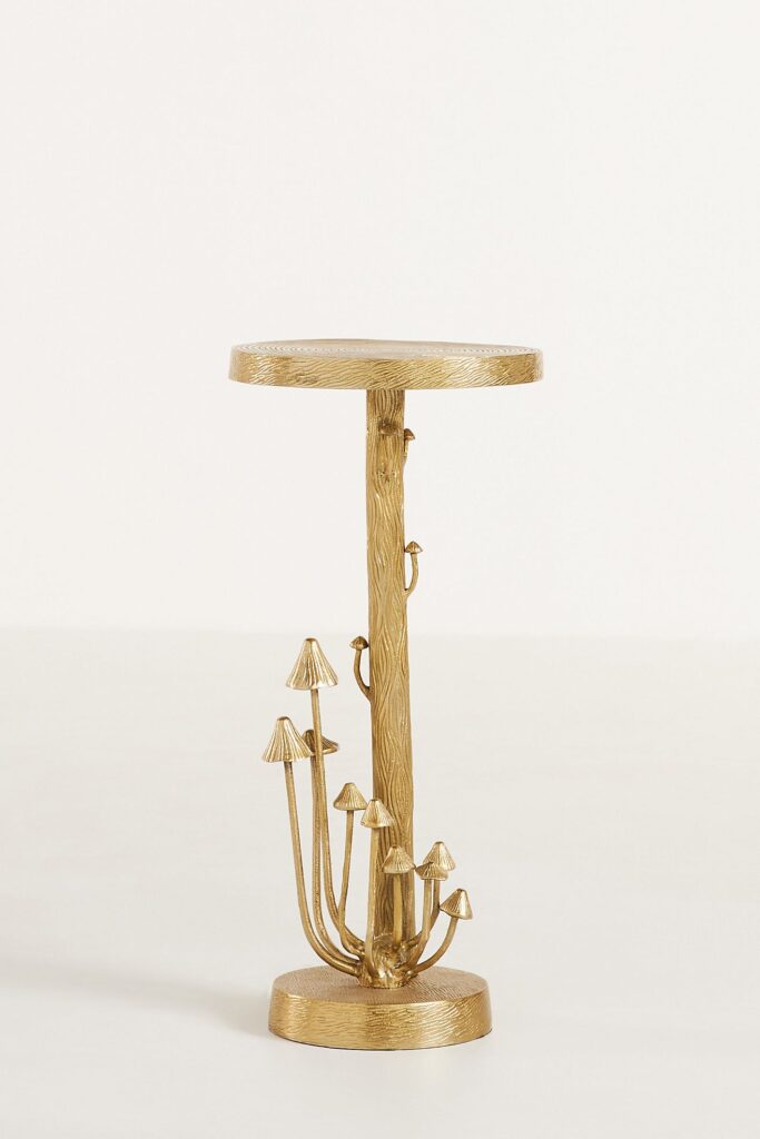 Mushroom Decor - Brass Mushroom Side Table