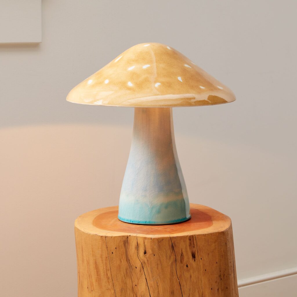 Blue and Brown Mushroom Lamp