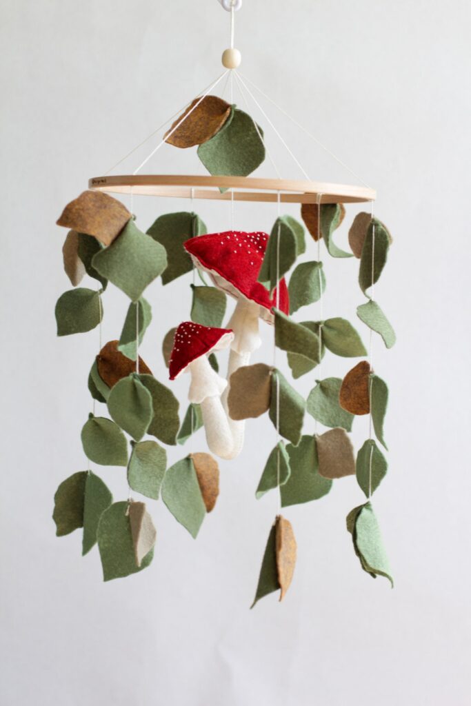 Handmade Mushroom Baby Mobile