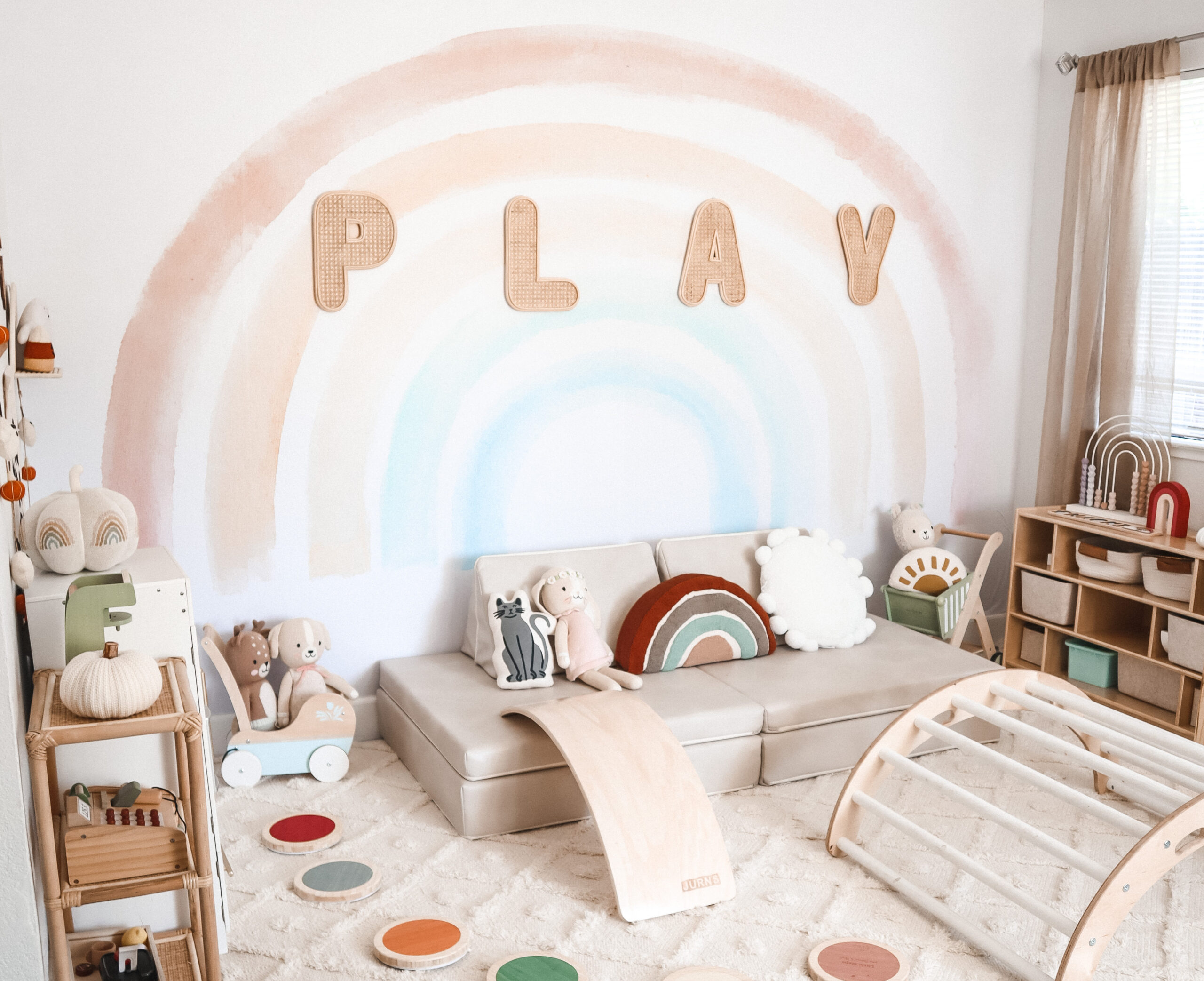 Rainbow Mural in Boho Playroom