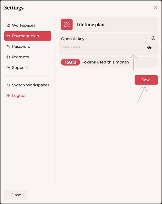 Set up here your Open AI key for BloggerAI