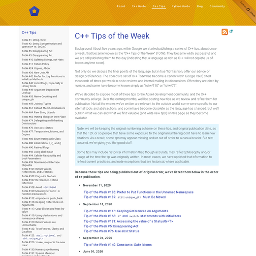 C++ Tips of the Week