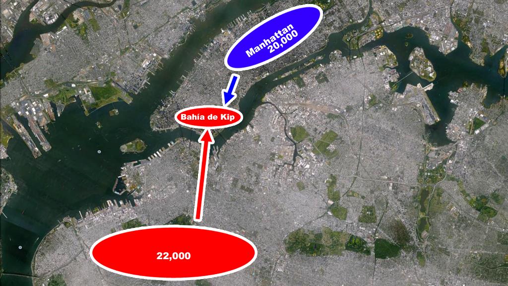 La Bahia de Kip manhattan washington mapa ejercito continental