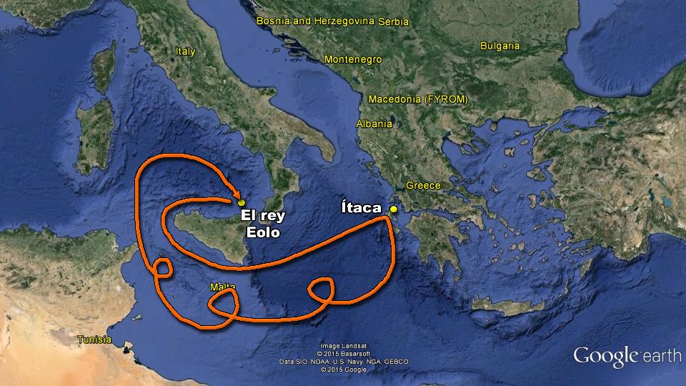 mapa odisea ulises viaje casa regreso homero desventuras rey eolo itaca ida y vuelta poseidon