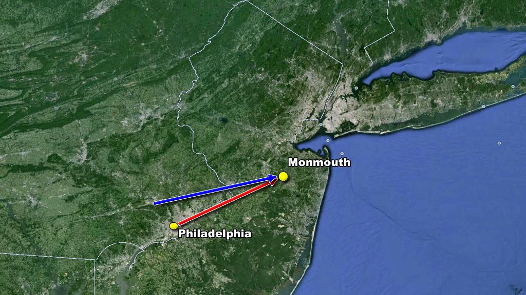 Monmouth mapa washington britanicos revolucion