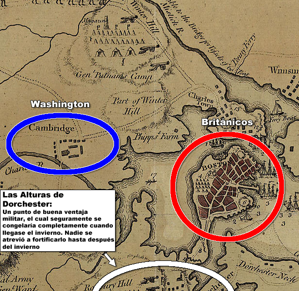 mapa boston Washington Cambridge Britanicos Alturas de Dorchester