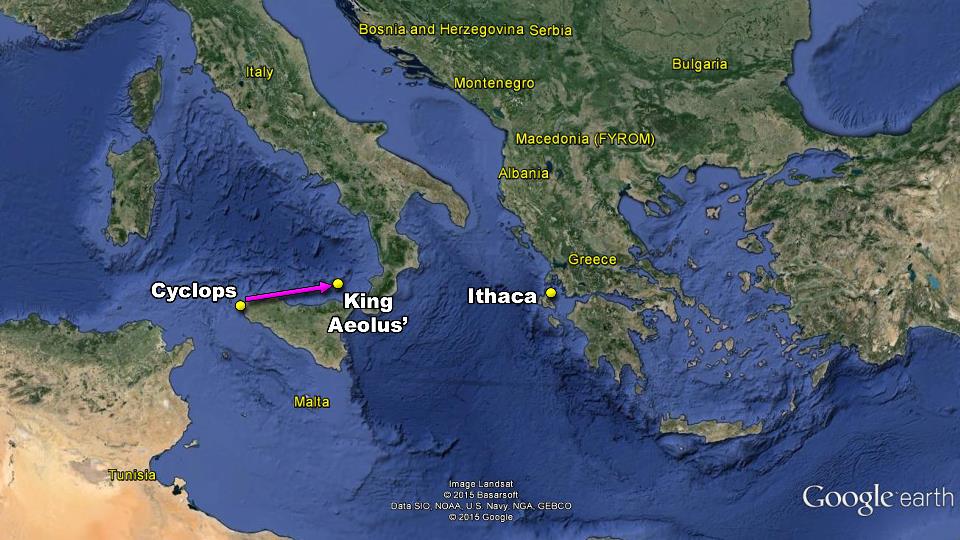 map odyssey odysseus travels home return homer troubles pleasures stupid decisions ithaca king aeolus cyclops