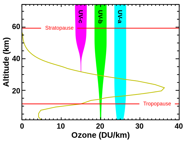 Levels ozone altitude blocking types ultraviolet radiation