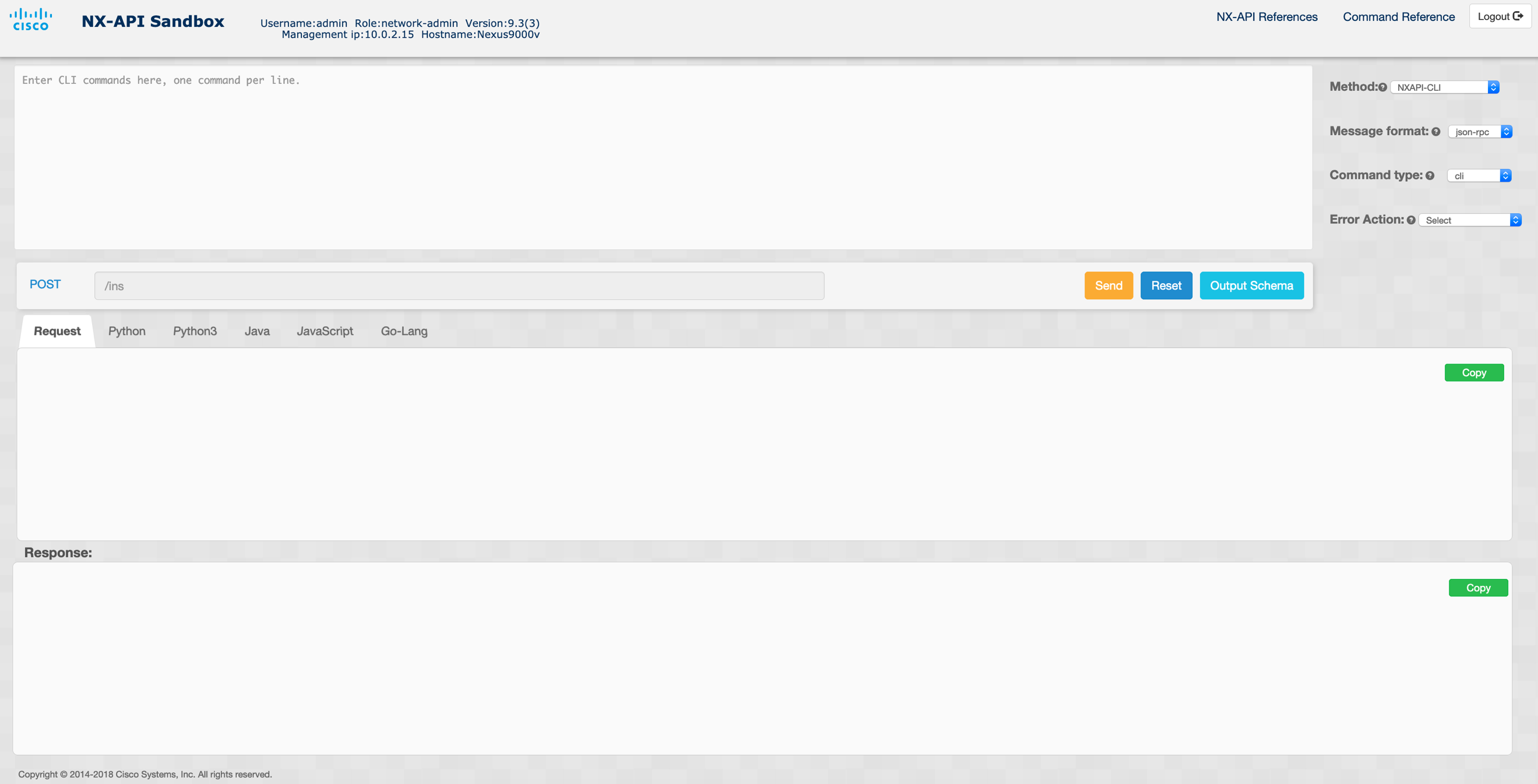 NX-OS NX-API sandbox