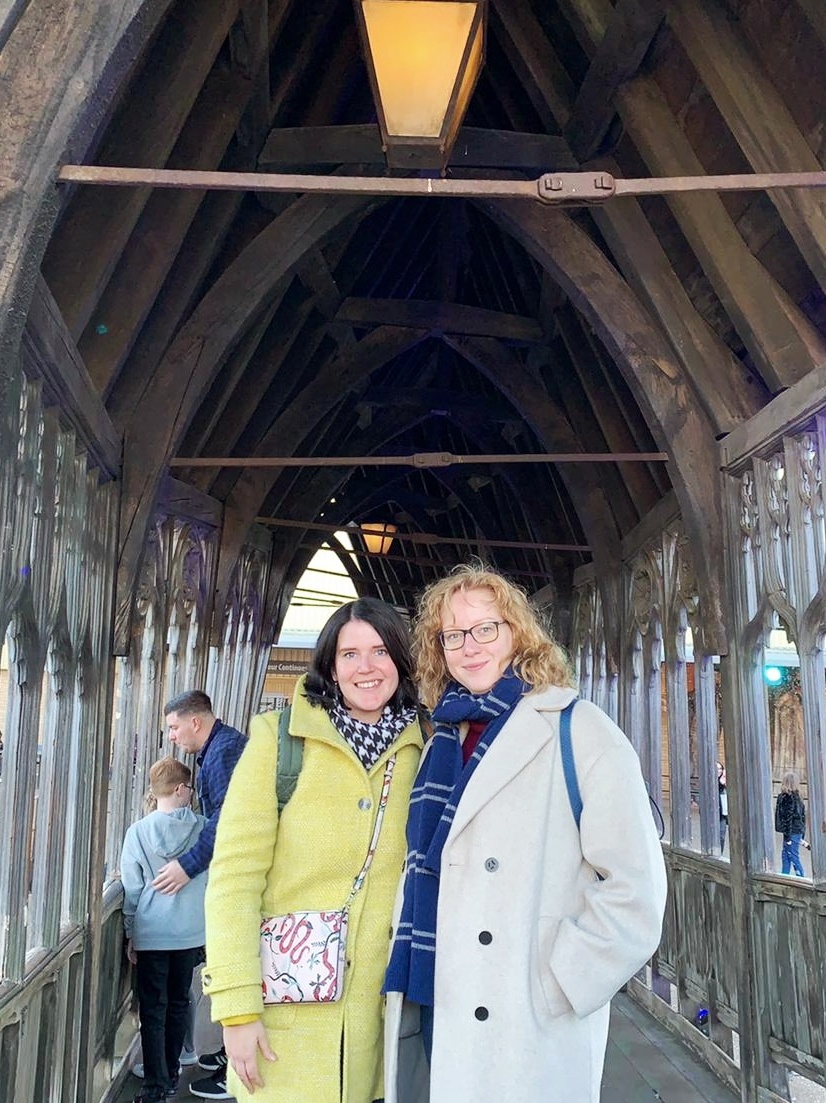 Silke and Jenny are all smiles on the Harry Potter studio tour.