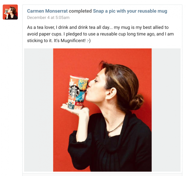 A Cisco employee kissing a mug