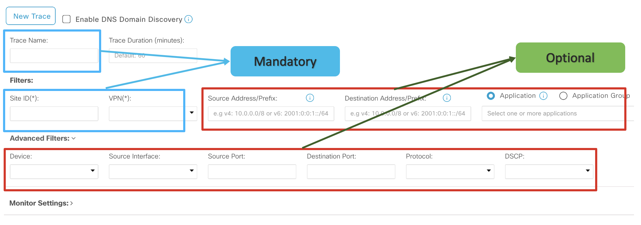 NWPI trace creation within Cisco vManage