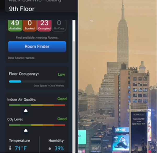 Air quality readout for 9th floor of skyscraper