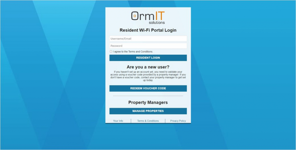 Resident wifi portal login