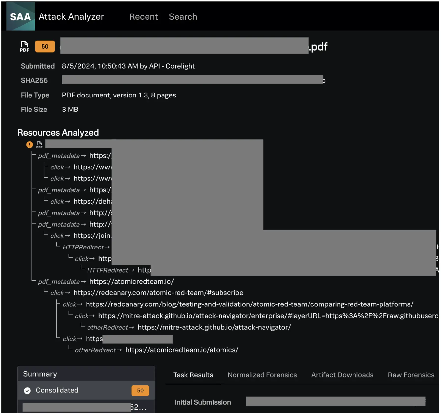 Screenshot from the SAA Attack Analyzer