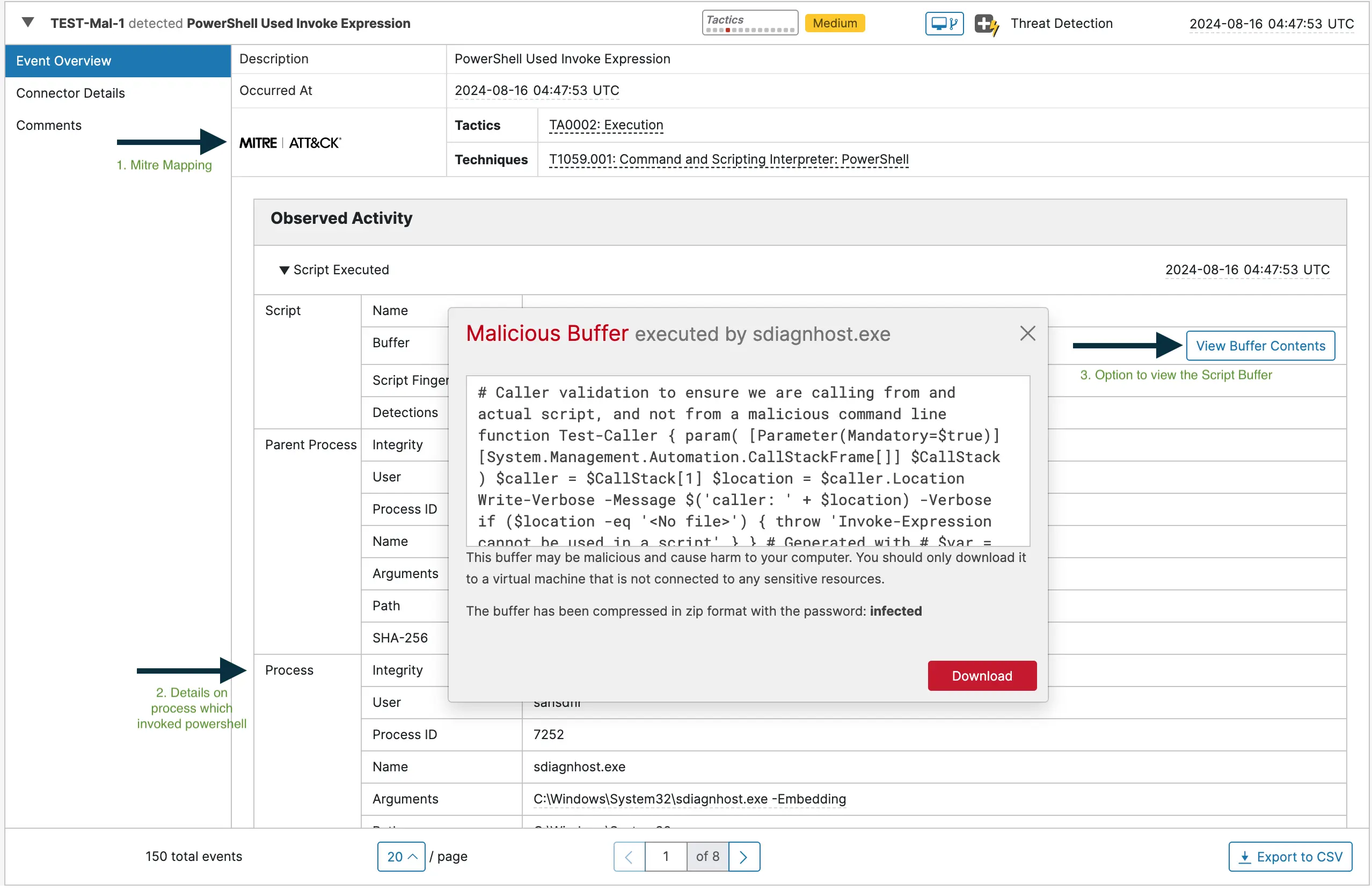 An event generated by the behavioral protection engine of secure endpoint in response to a malicious PowerShell command.