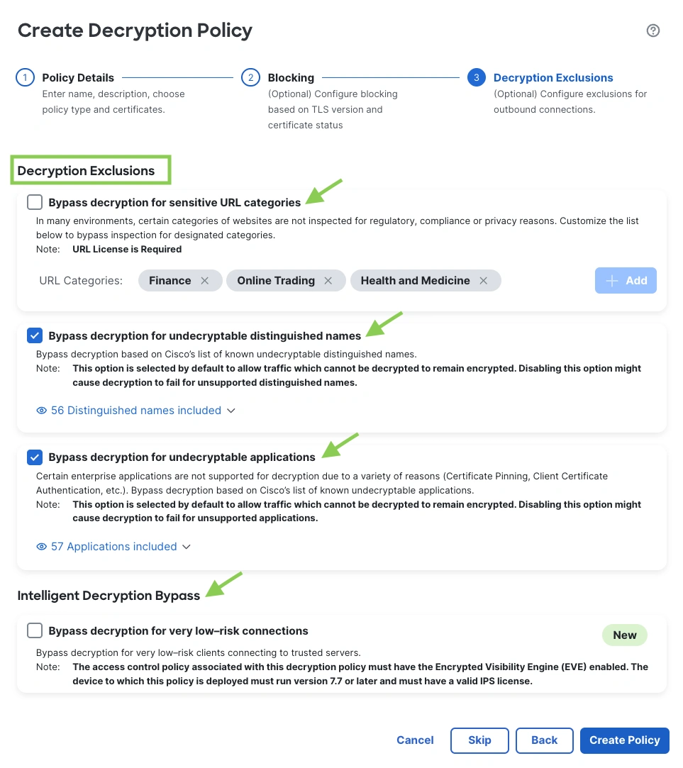 Decryption policy wizard