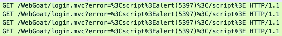 Attempts to insert scripts using basic command injection