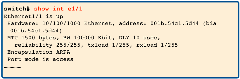 The basic show interface CLI command