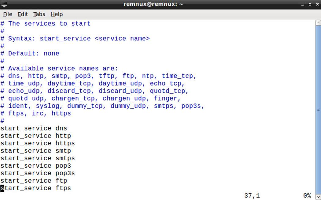 Figure 4. Screenshot of INetSim configuration.