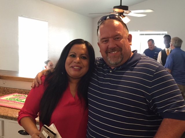 Homeowner Gloria Alamos and Cisco employee Dan Weaver, who attended every volunteer build except one.