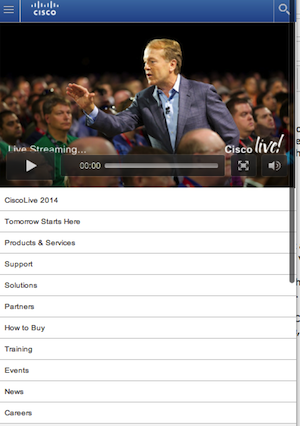 Mobile View: Tablet view: Watch Cisco Live Keynotes on your tablet directly from Cisco.com