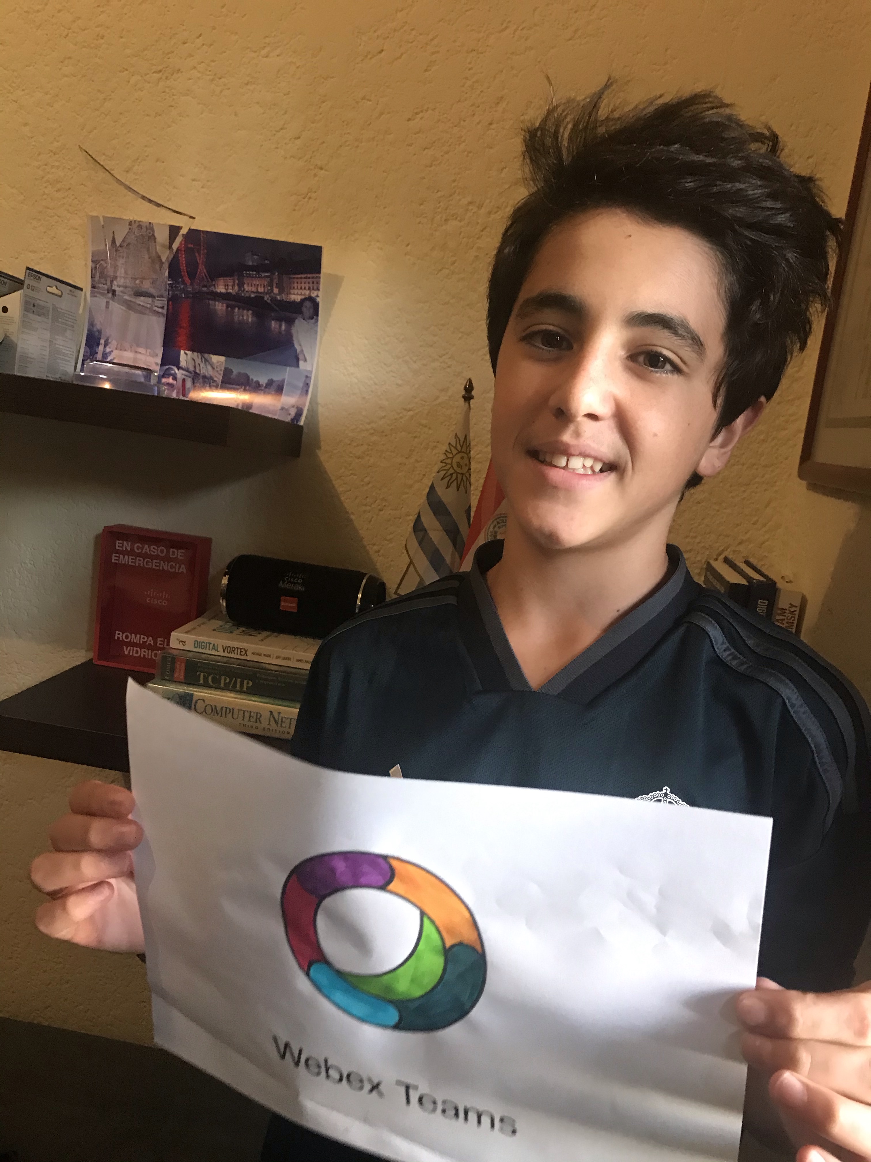 A Cisco employee's son shares his colored image of the Webex Teams logo.