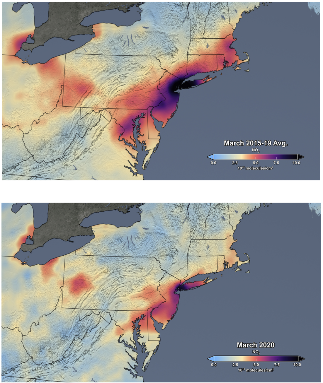 NASA Satellite Records 30% Drop in Air Pollution Over Northeast US in Lockdown