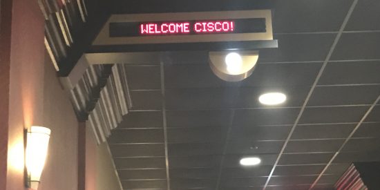 Movie Theater sign: Welcome Cisco!