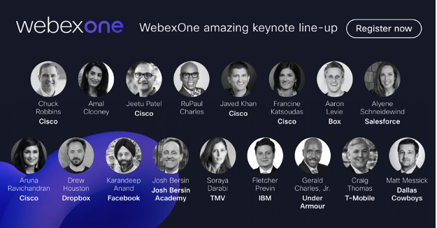 Cisco-Führungskräfte und Präsentatoren der WebexOne 
