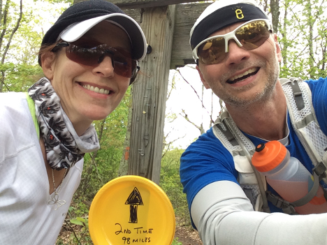 Christine and a co-worker during an outdoor challenge.