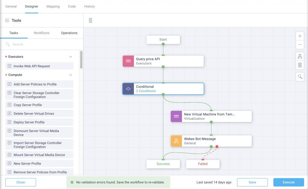 View of workflow designer