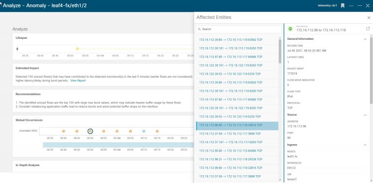 Figure 3: Nexus Dashboard Insights Microburst Anomaly