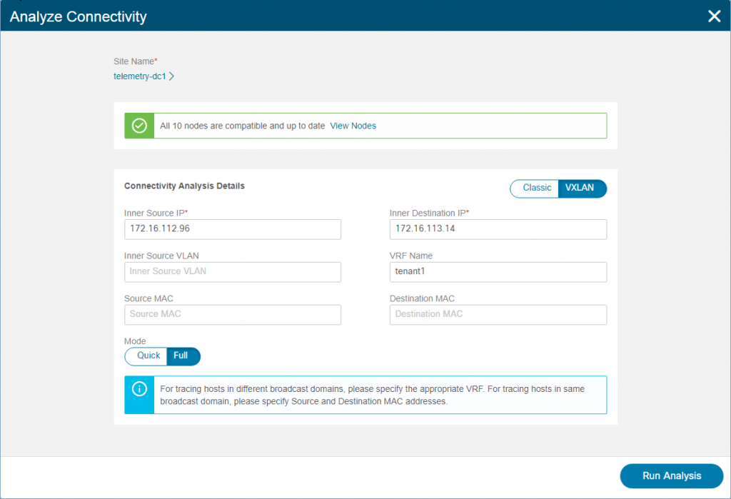 Figure 4: Connectivity Analysis User Input