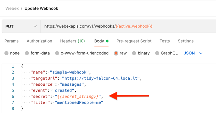 Adding a Secret to the Webhook