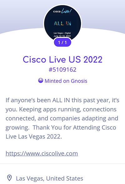 Get Your POAP NFT at the Cisco Live DevNet Zone