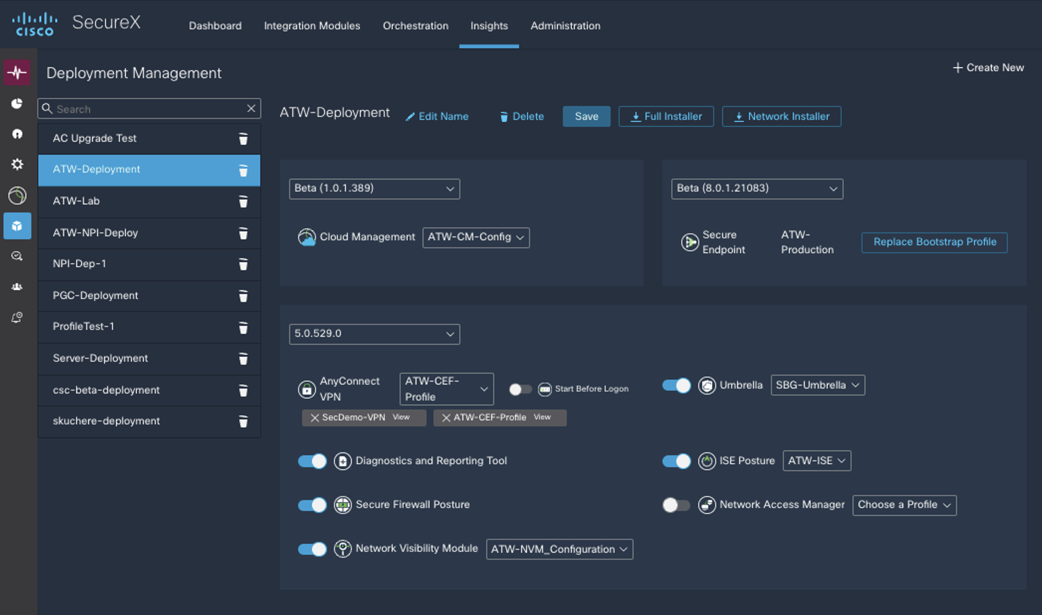 Screengrab of the Securex Threat Response tool, showing new Secure Client features.