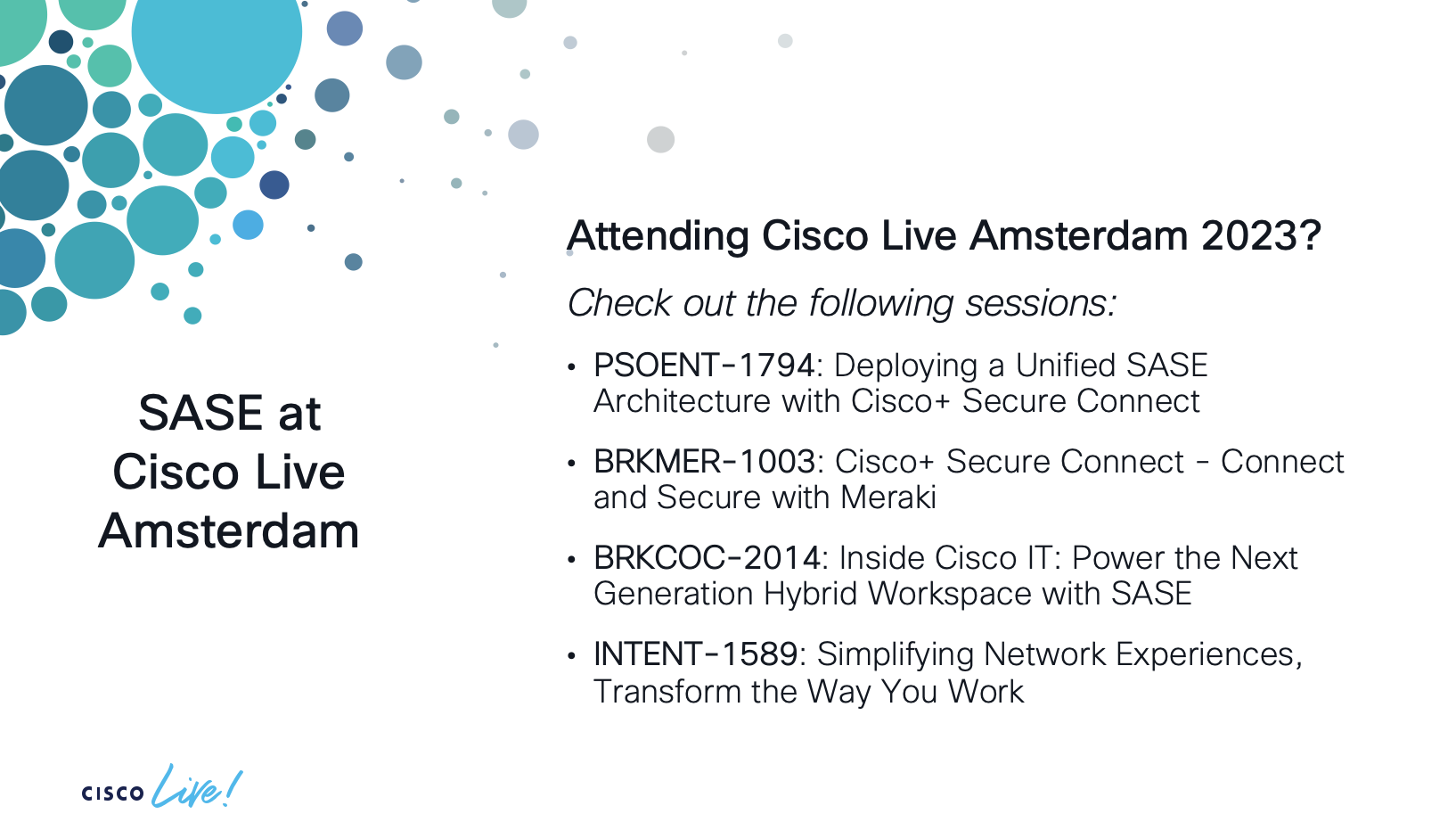 SASE Sessions at Cisco Live Amsterdam 2023